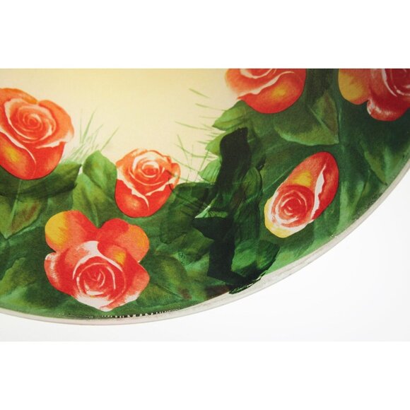 Vtg Reverse Painted Roses Glass Shade ONLY Fluted Bell Shape Victorian Garden - Picture 10 of 10